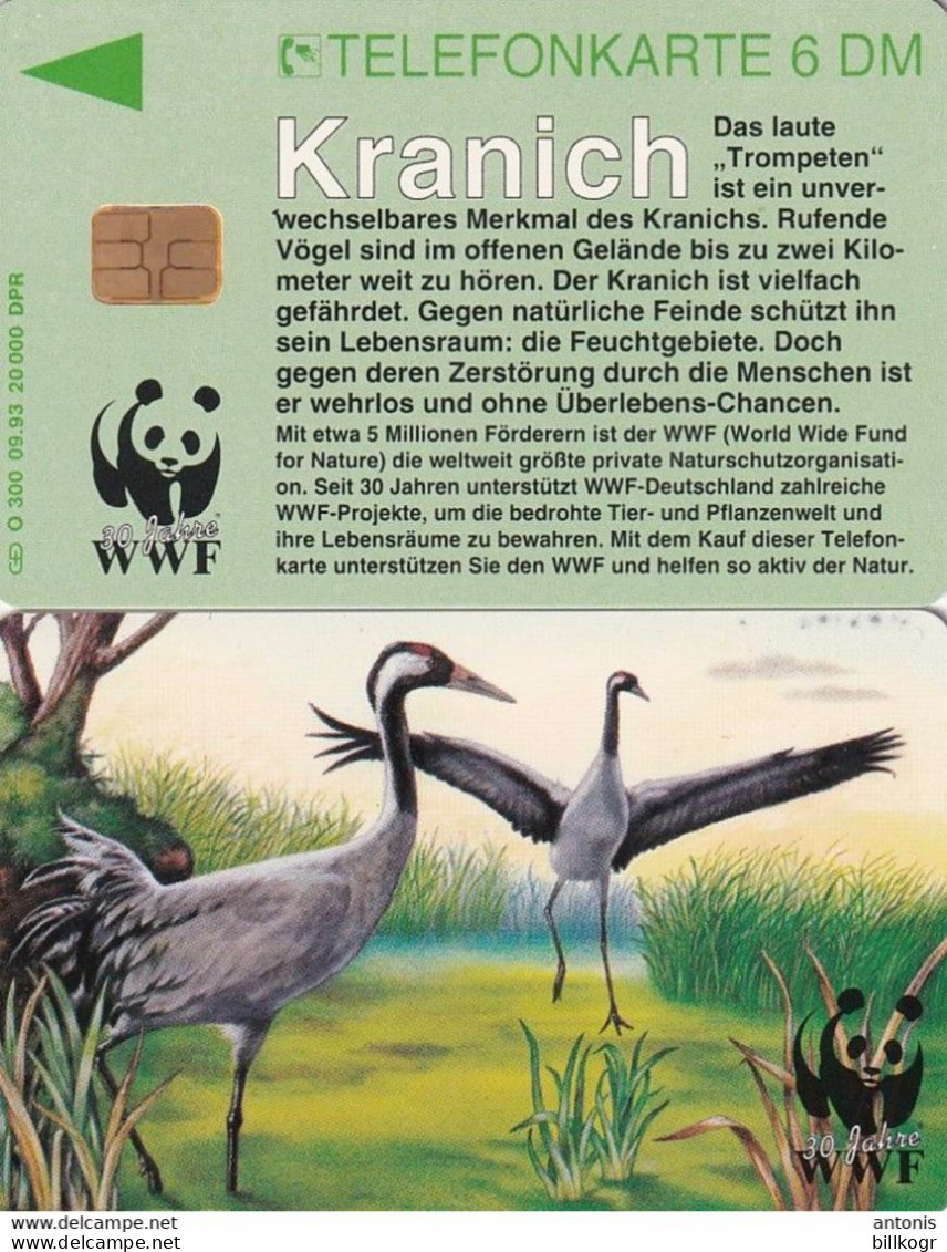 GERMANY - Birds, WWF/Crane(O 300), Tirage 20000, 09/93, Mint - O-Series : Séries Client