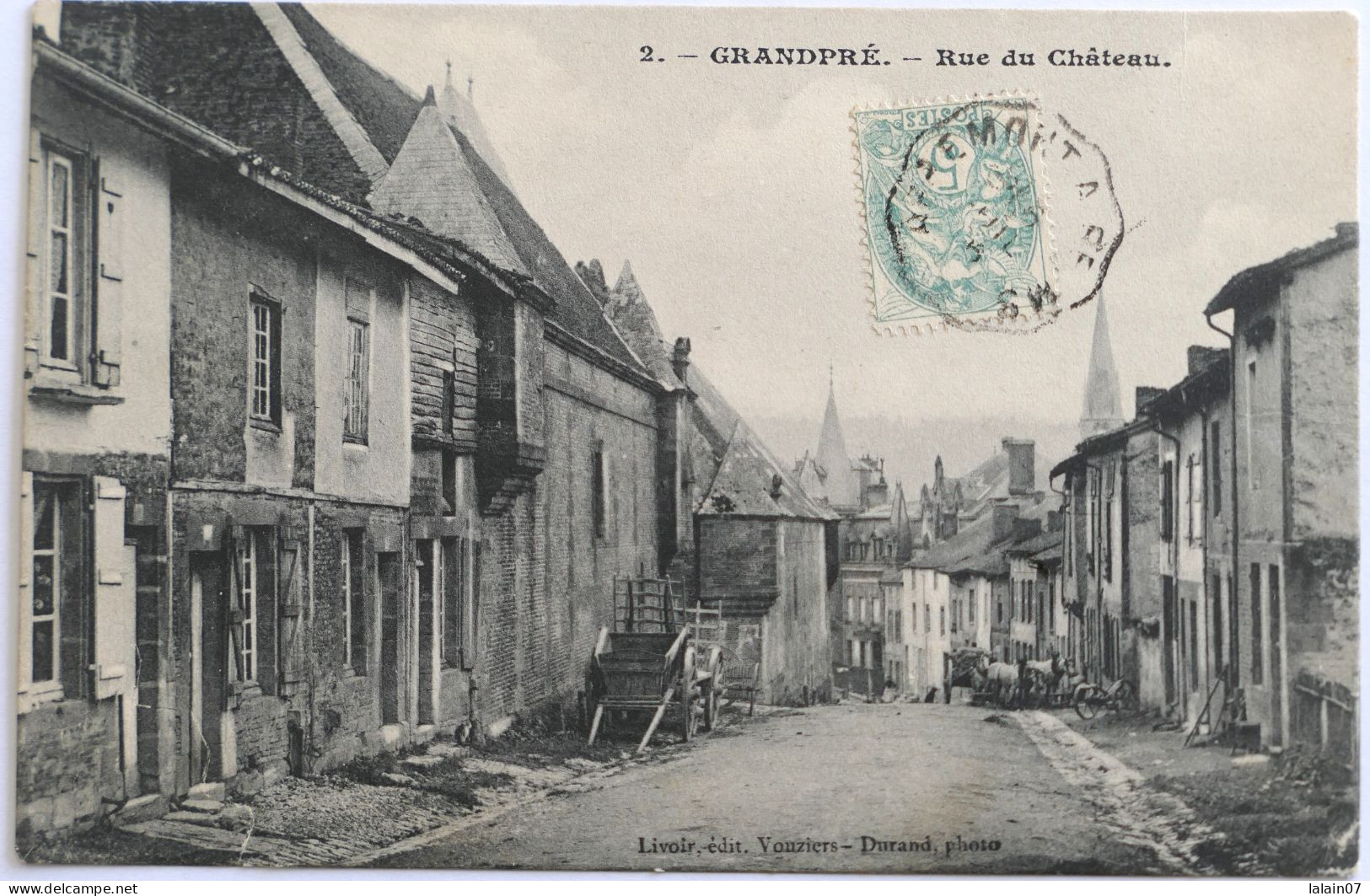 C. P. A. : 08 : GRANDPRE : Rue Du Château, Timbre En 1906 - Autres & Non Classés