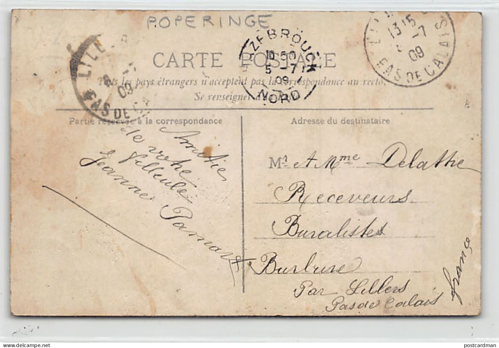 België - POPERINGE (W. Vl.) Fotokaart Jaar 1909 - Poperinge