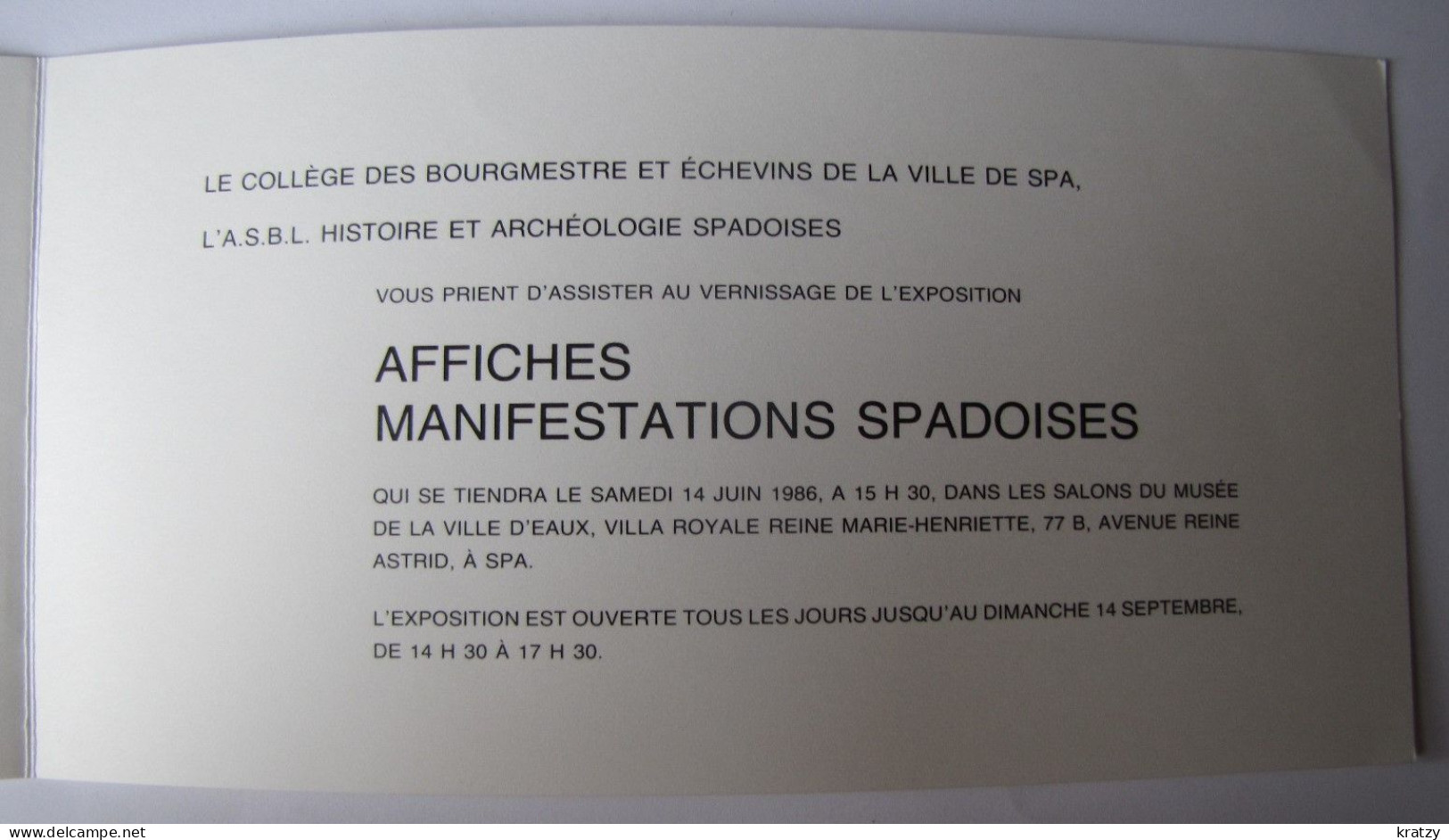 BELGIQUE - LIEGE - SPA - Invitation - A.S.B.L. Histoire Et Archéologie Spadoises - Programmes