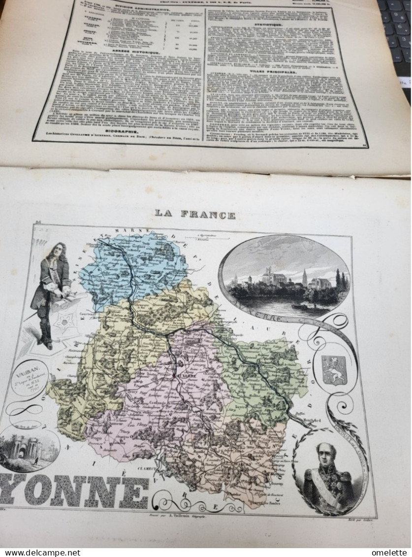 YONNE  /DIVISION ADMINISTRATIVE/ABREGE HISTORIQUE/BIOGRAPHIE/STATISTIQUE/VILLES PRINCIPALES// - Cartes Géographiques