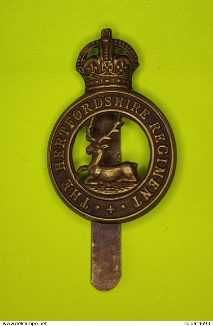 Insigne De Casquette Du Régiment Du Hertfordshire - 1914-18