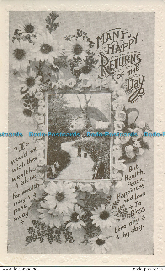 R003085 Greeting Postcard. Many Happy Returns Of The Day. Flowers. H. B. London. - Autres & Non Classés