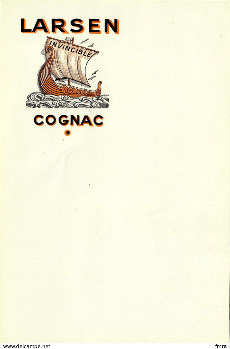 Menu - COGNAC - LARSEN - Bateau Viking "Invincible"  (13,2 X 21 Cm) /GP82 - Menükarten