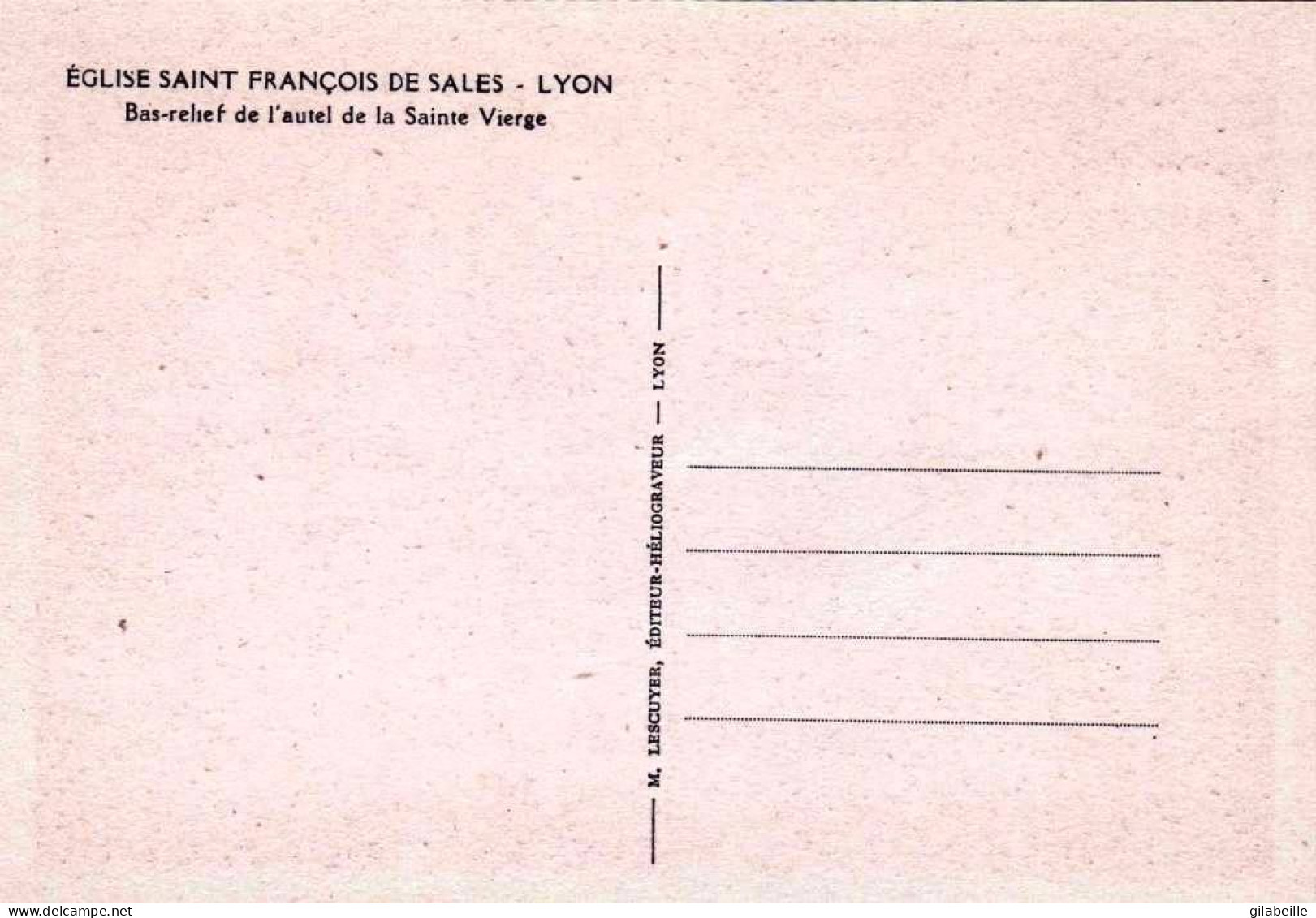 69 - LYON - église Saint Francois De Sales - Bas Relief De L Autel De La Sainte Vierge - Andere & Zonder Classificatie