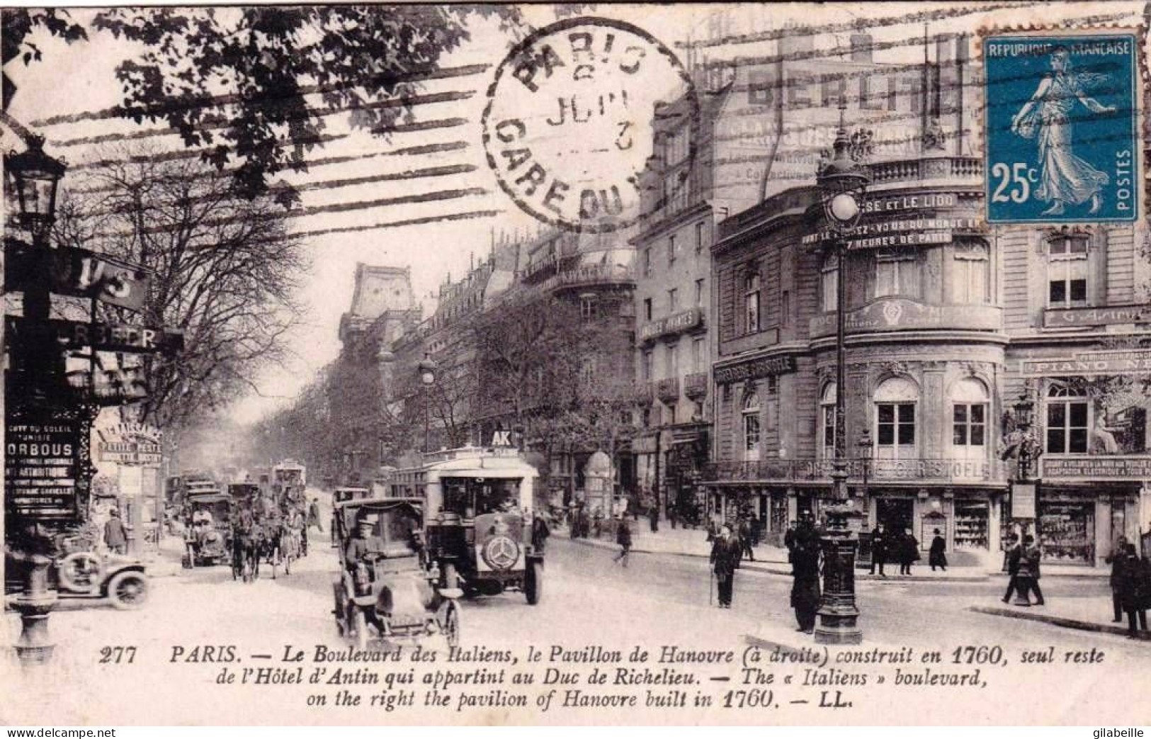 75 - PARIS 02 -  Boulevard Des Italiens Et Le Pavillon De Hanovre - Paris (02)