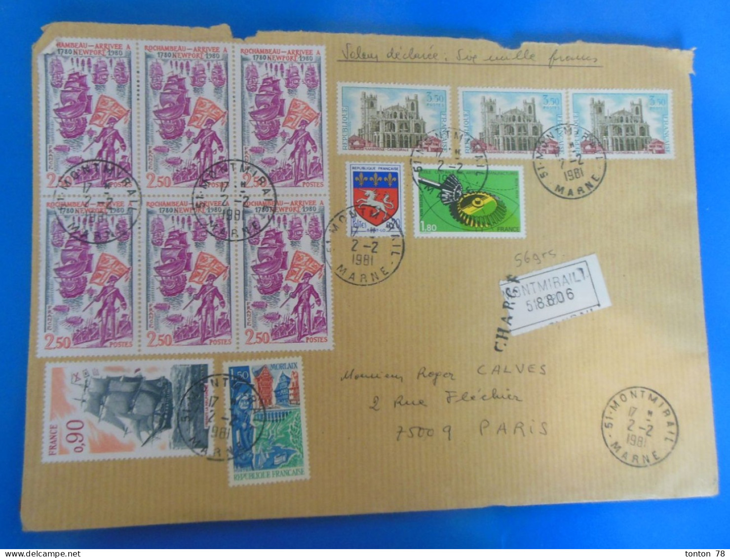 LETTRE CHARGEE DE FRANCE  -  1981  -  RECTO VERSO - Covers & Documents