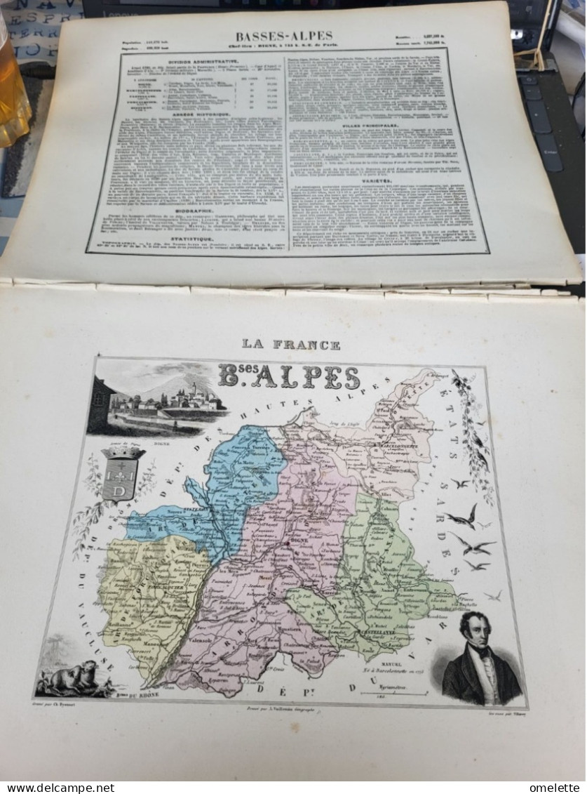 BASSES ALPES    /DIVISION ADMINISTRATIVE/ABREGE HISTORIQUE/BIOGRAPHIE/STATISTIQUE/VILLES PRINCIPALES/VARIETES/ - Landkarten