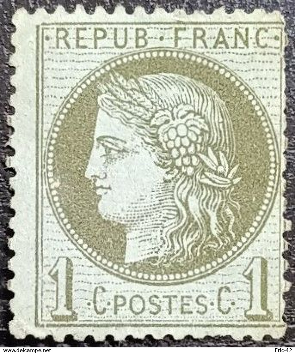 FRANCE Y&T N°50 Cérès 1c Vert-olive. Neuf(*) S.G. - 1871-1875 Cérès