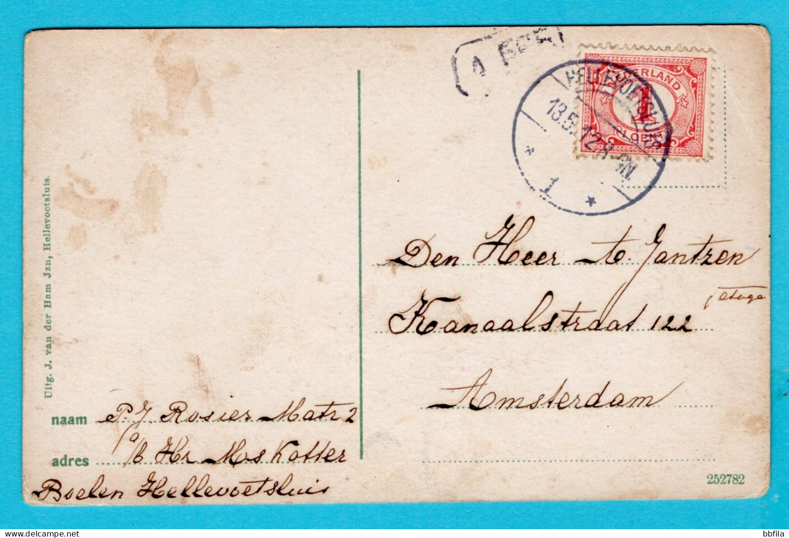 NEDERLAND Prentbriefkaart Gezicht Op Dijk En Westkade 1912 Hellevoetsluis Naar Amsterdam - Other & Unclassified