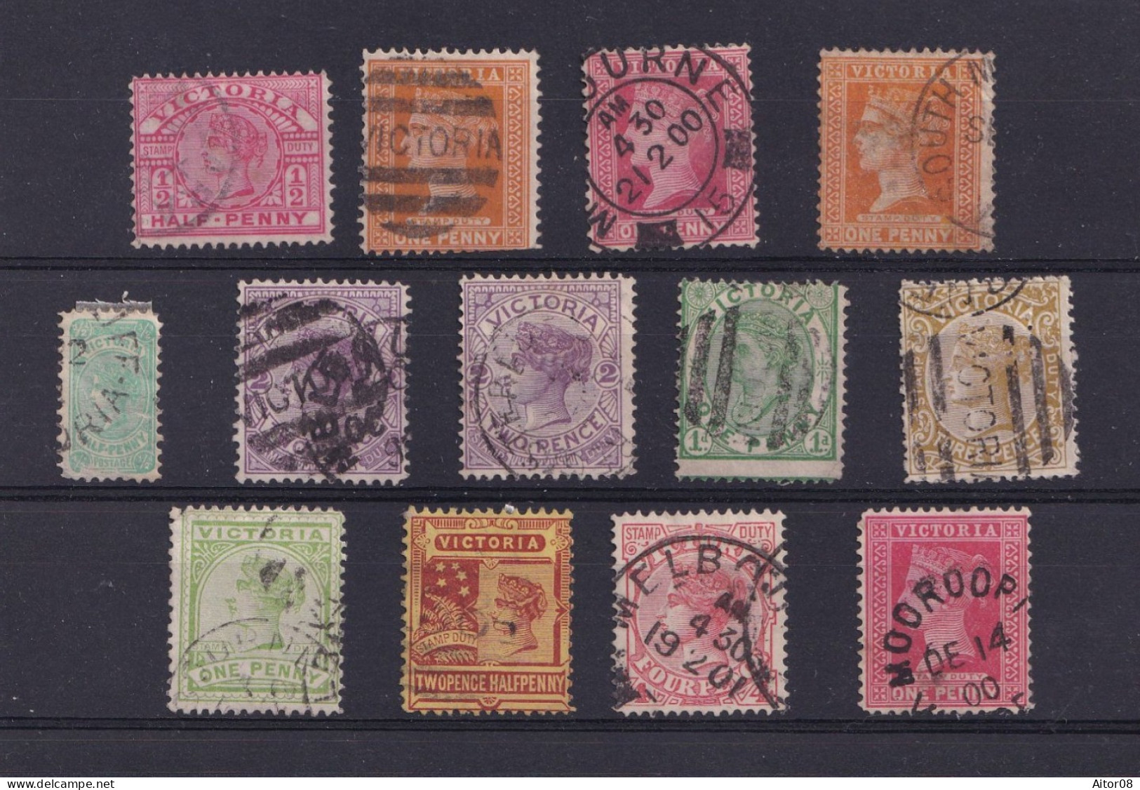 .VICTORIA..LOT DE TIMBRES OBLITERES  1881/1904 .TRES INTERESSANTS . A VOIR DE PRES .BELLE COTE - Other & Unclassified