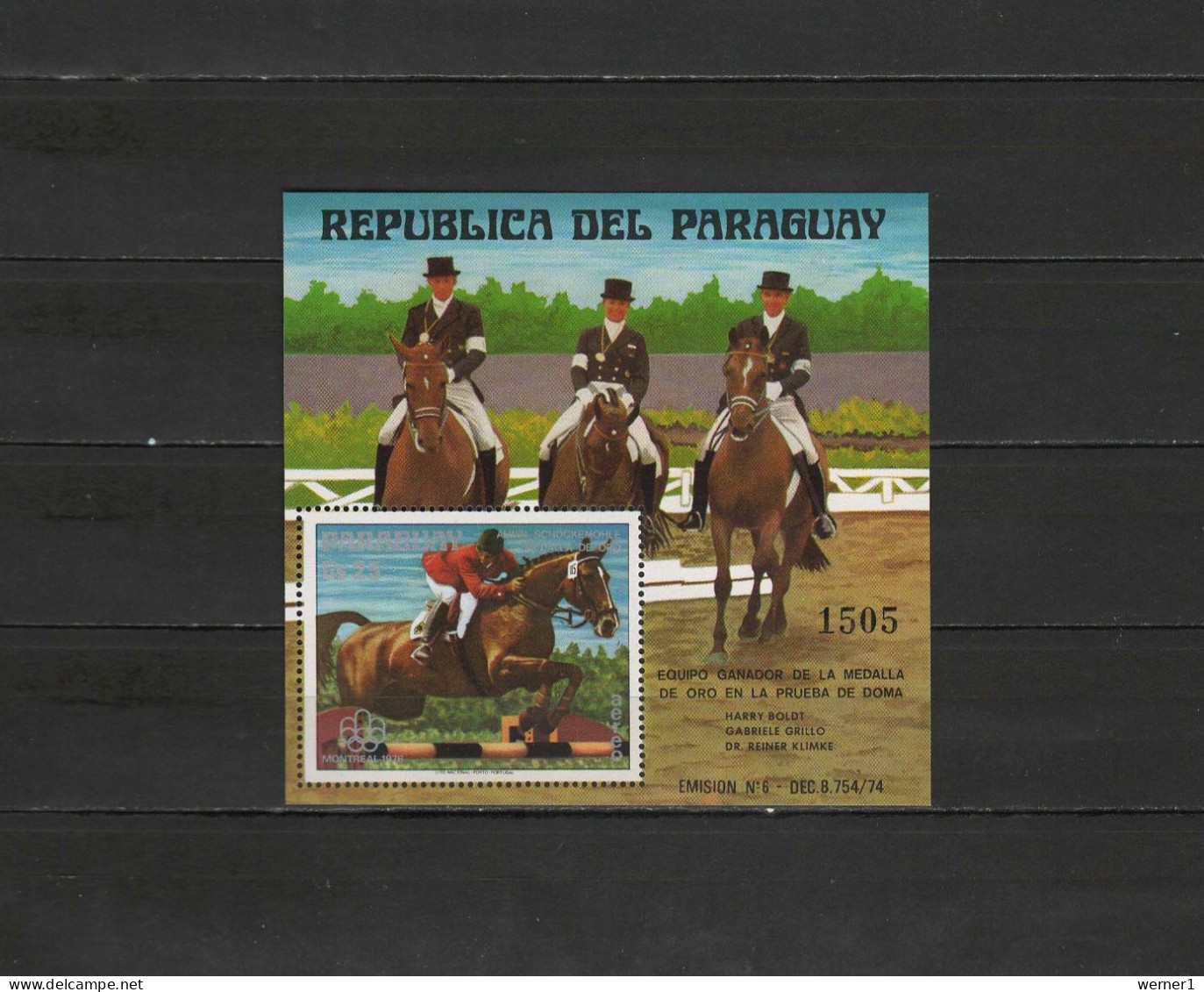 Paraguay 1976 Olympic Games Montreal, Equestrian S/s MNH - Summer 1976: Montreal