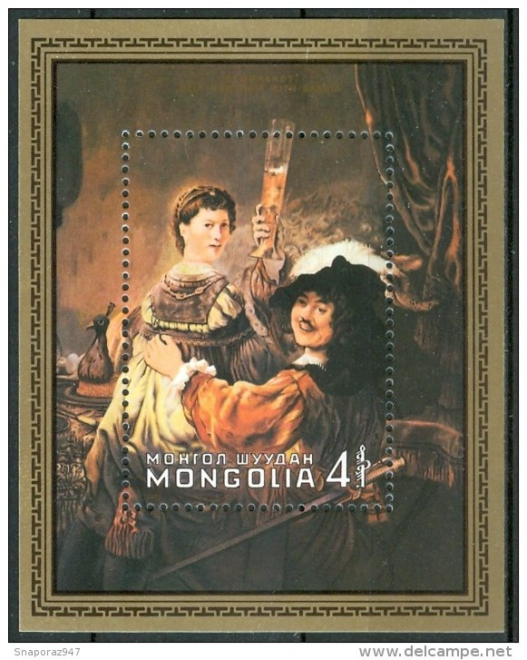 1981 Mongolia Rembrandt Quadri Paintings Peintures Block MNH** Lux174 - Mongolei