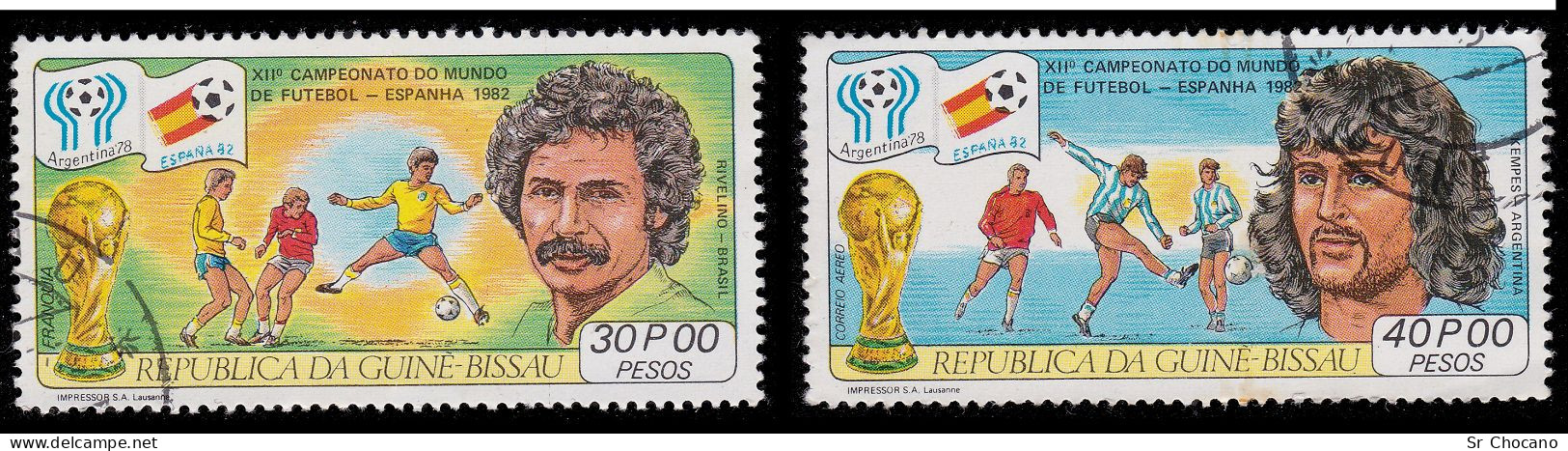 WORD CUP FOOTBALL.BISSAU.1981.USED.Scott 414-414C,C26-C27 - Autres & Non Classés