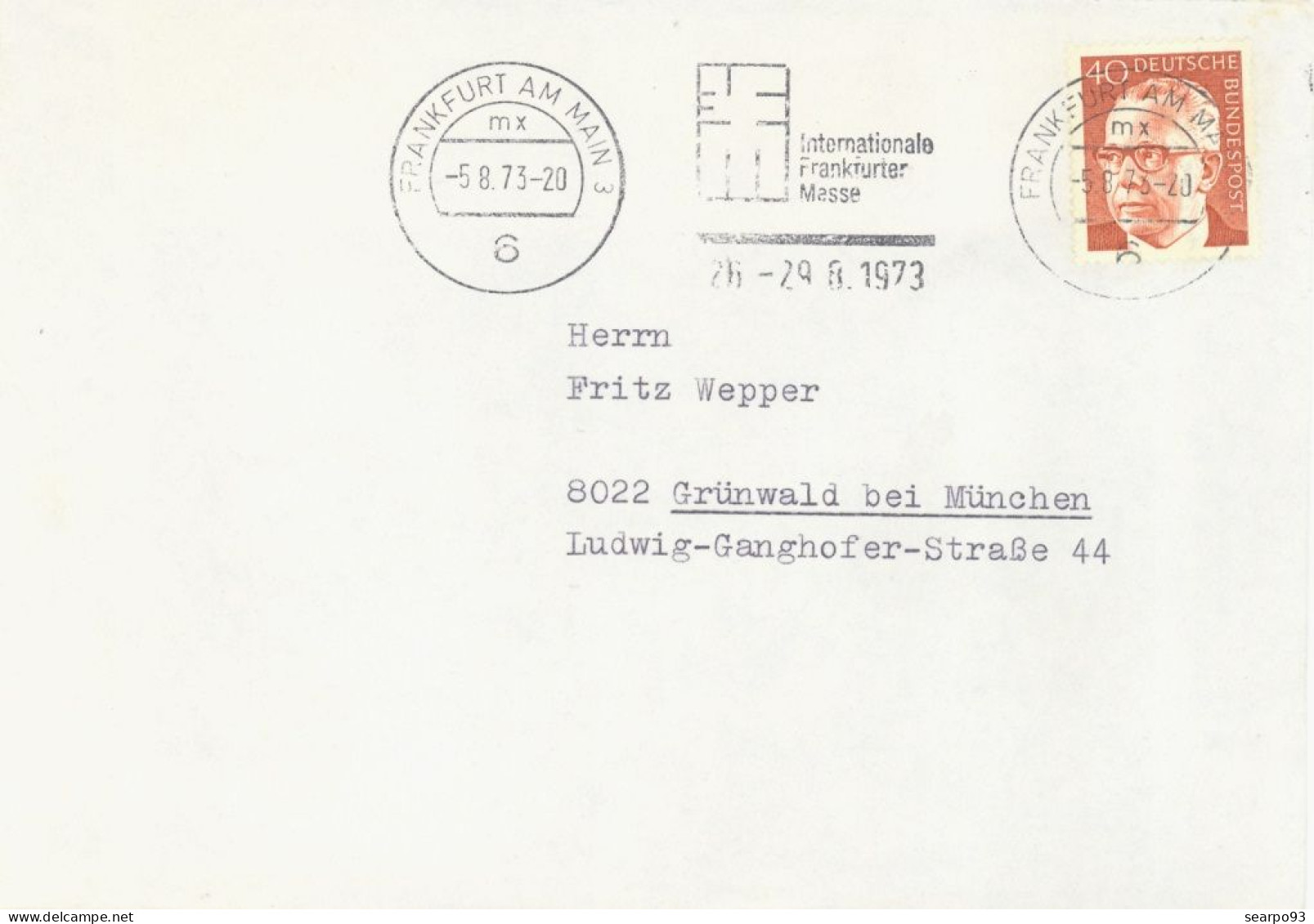 GERMANY. POSTMARK. INTERNATIONAL FRANKFURT FAIR. 1973 - Autres & Non Classés