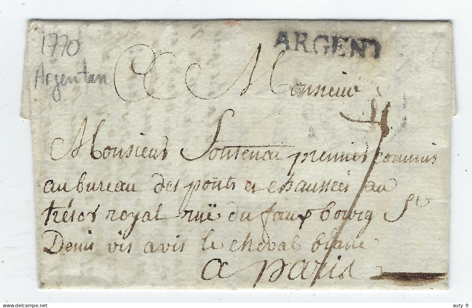 Lettre D'Argentan Pour Paris 1770 - Autres & Non Classés