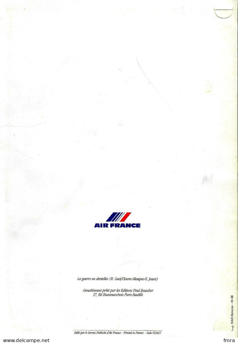 Menu AIR FRANCE - "La Guerre En Dentelles" - CHICAGO - PARIS - D'après Une Partition D'Epoque - (1988) /GP83AF3 - Menu