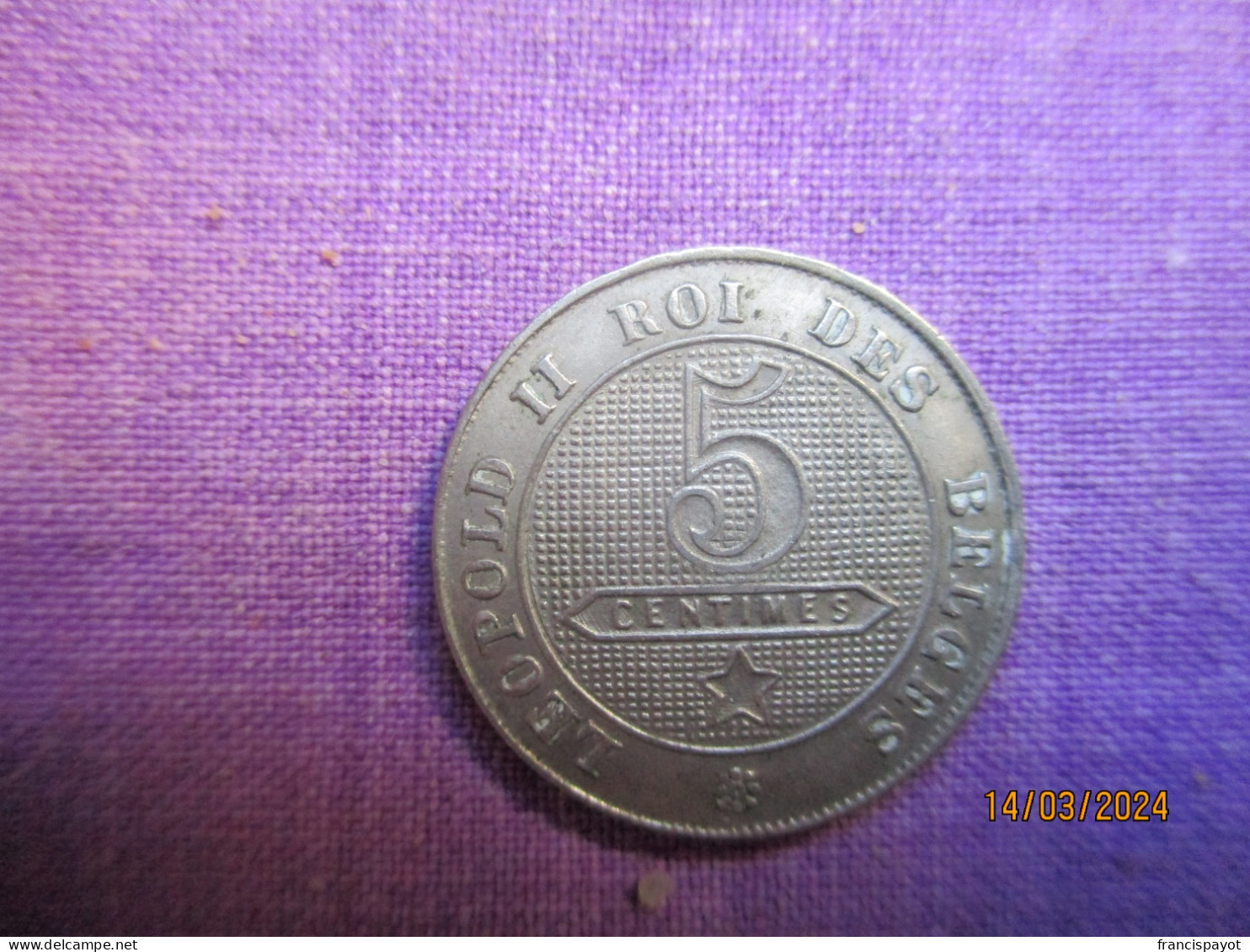 Belgique: 5 Centimes 1900 (légende Flamande) - 5 Cent