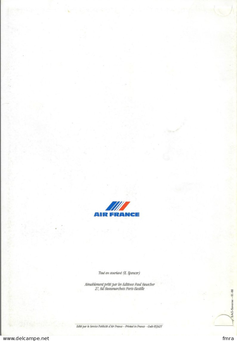 Menu AIR FRANCE Répertoire Des Cafés-Concerts "Tout En Souriant" PARIS-CHICAGO D'après Partition D'Epoque (1988)/GP83AF6 - Menus