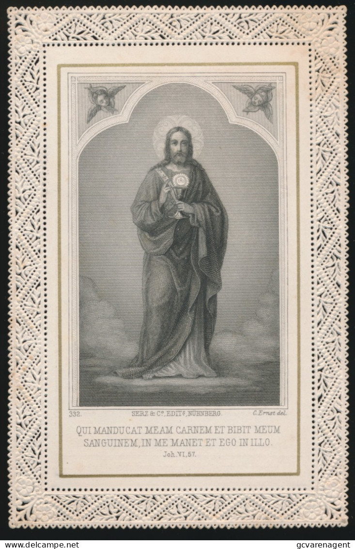 H.PRENTJE , IMAGE PIEUSE.  ==  GEDACHTENIS EERSTE H.MIS = A.F. BLEIJENBERGH  1884  TE HOEVEN   +-  120 X 80  MM - Images Religieuses