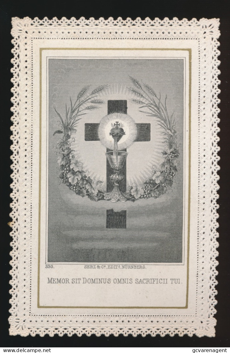 H.PRENTJE , IMAGE PIEUSE.  ==  GEDACHTENIS EERSTE H.MIS = ALFRED THIERENS   1886  TE GENT  +-  120 X 78  MM - Images Religieuses