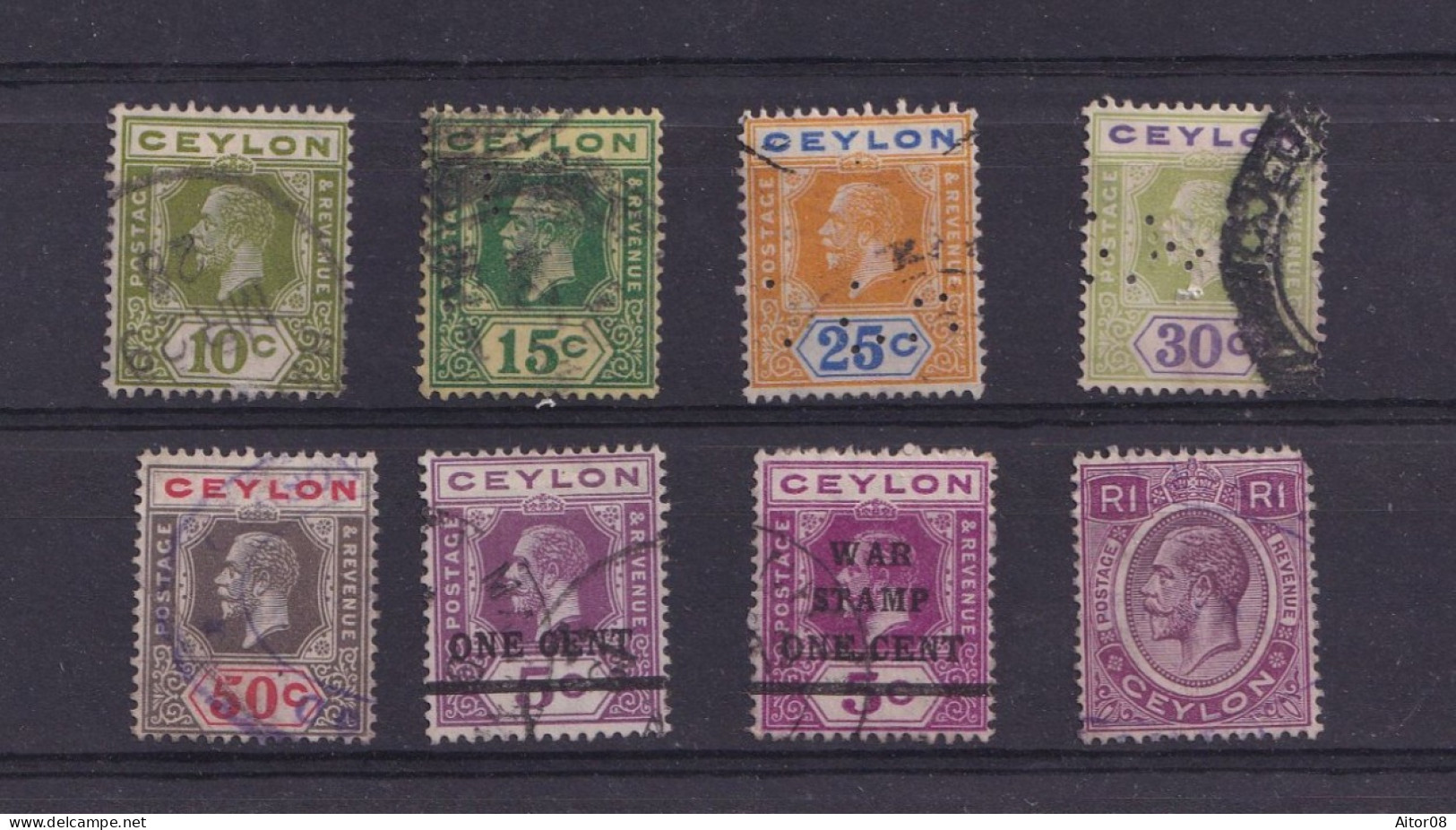 ..LOT DE TIMBRES OBLITERES  1912/27 .TRES INTERESSANTS . A VOIR DE PRES .BELLE COTE - Ceylan (...-1947)