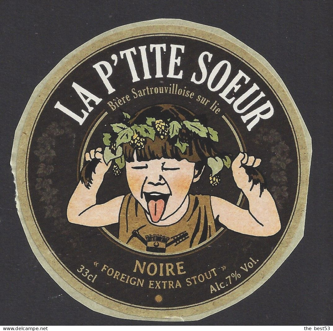 Etiquette De Bière Noir    -  Foreign Extra Stout   -   Brasserie La P'tite Soeur à Sartrouville  (78) - Bière