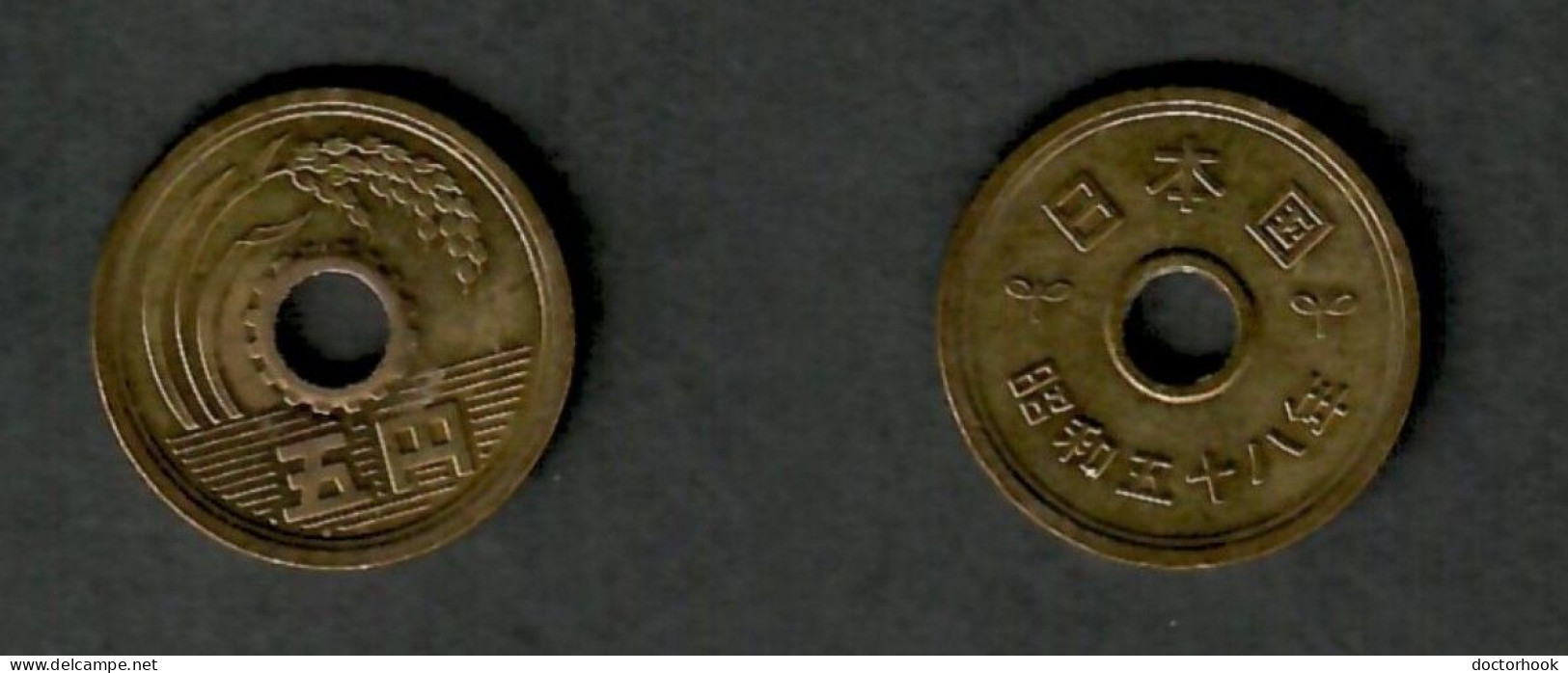 JAPAN   5 YEN 1983 (YEAR 58) (Y # 72a) #7827 - Japon