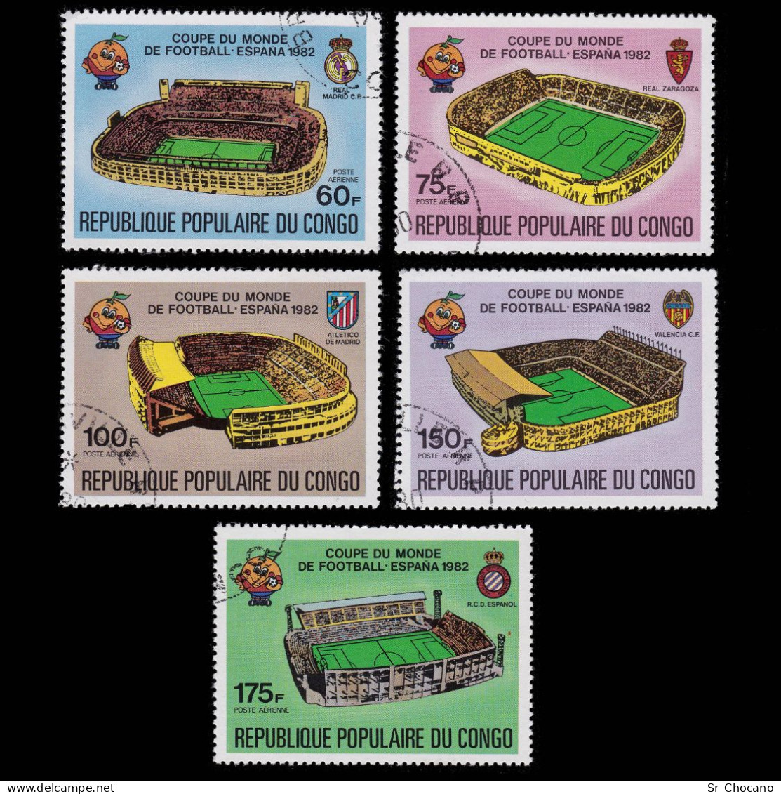 WORD CUP FOOTBALL 1982.CONGO.Scott C276-C280 USED - Autres & Non Classés