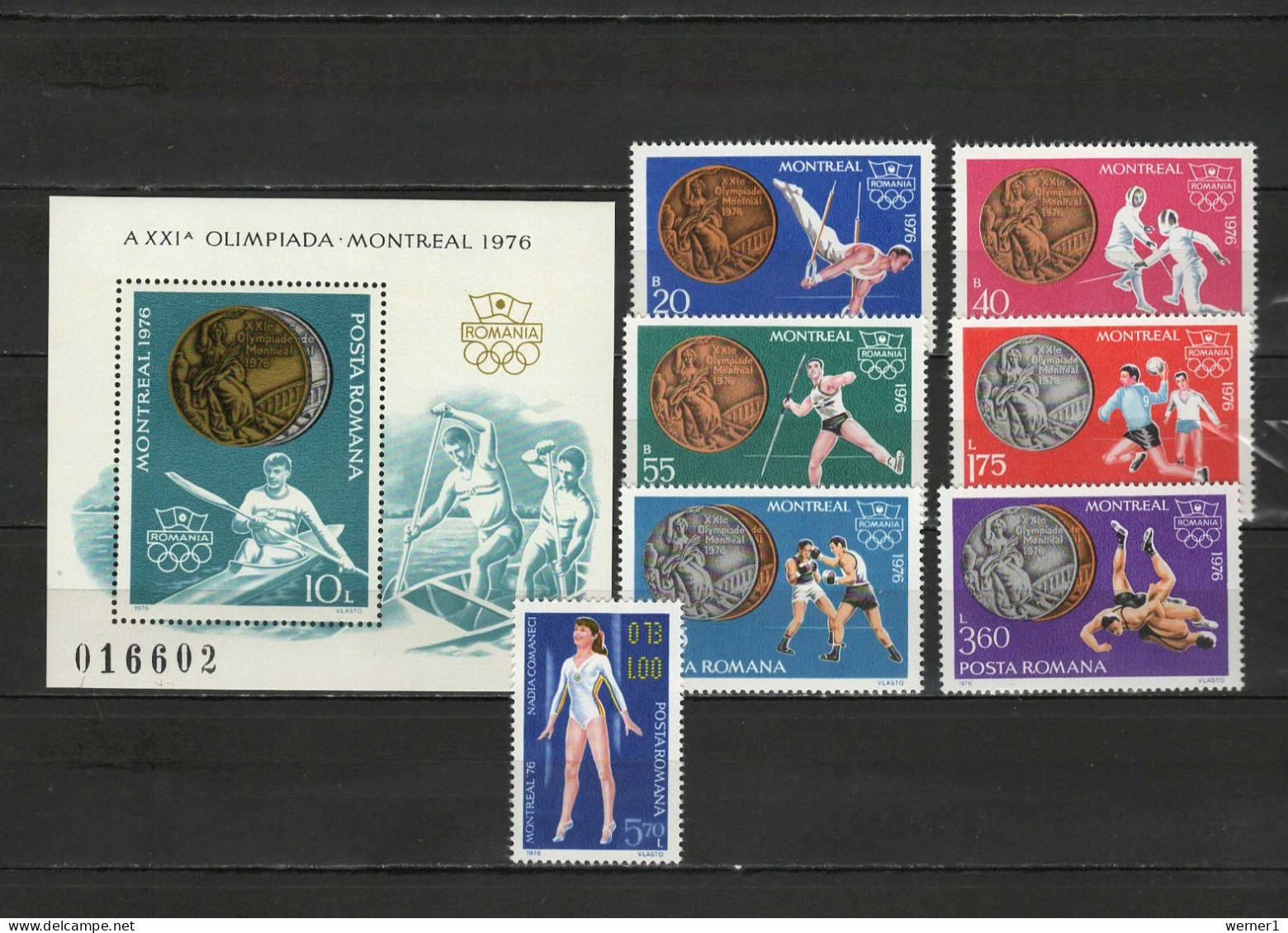 Romania 1976 Olympic Games Montreal, Rowing, Fencing, Handball, Wrestling Etc. Set Of 7 + S/s MNH - Summer 1976: Montreal