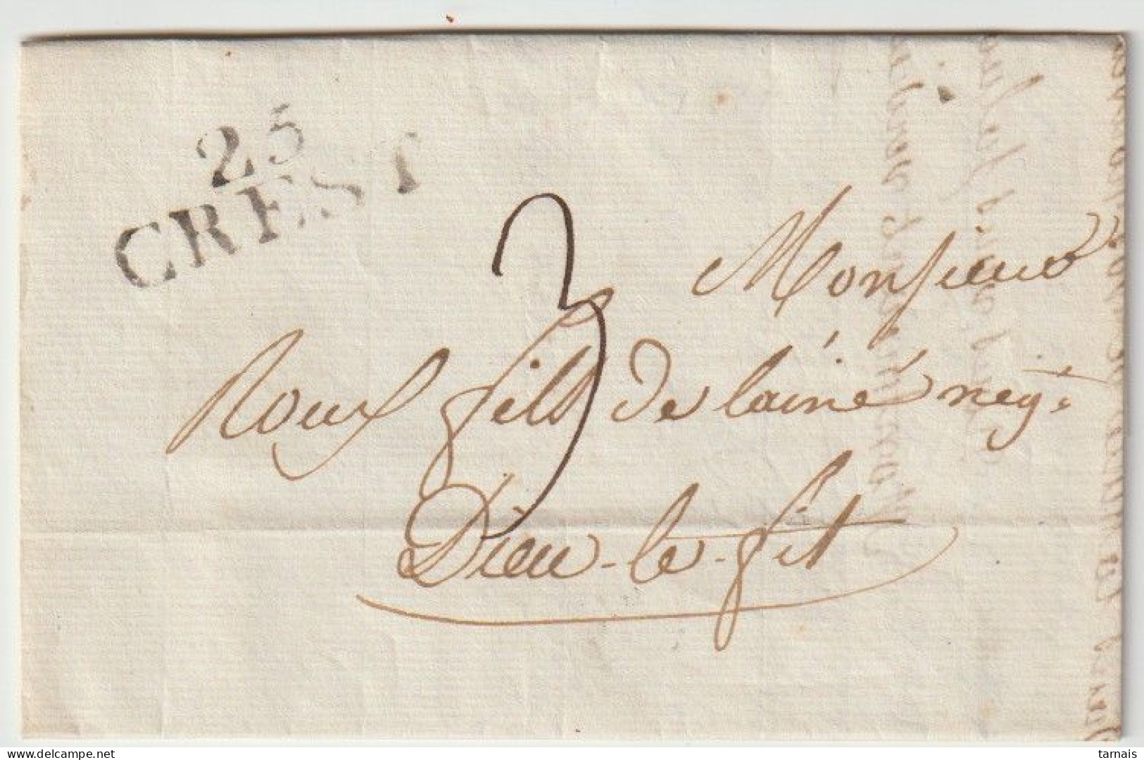 1817 Marque Postale 25 CREST Sur LAC (lot 191) - 1801-1848: Vorläufer XIX