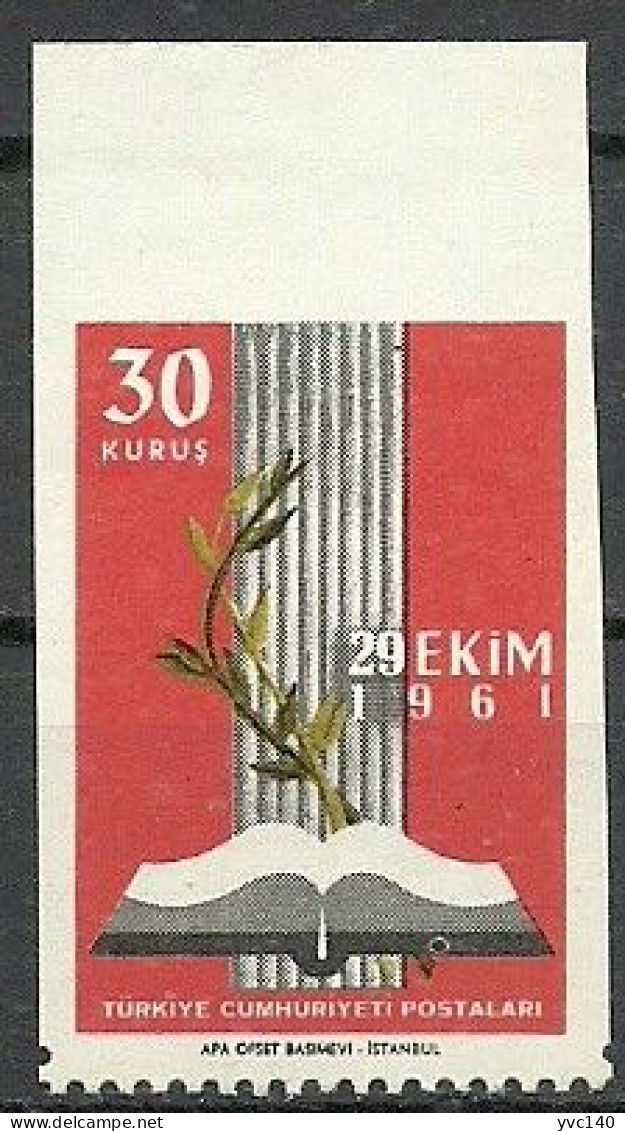 Turkey; 1961 Occasion Of The Inauguration Of The Turkish Parliement 30 K. ERROR "Imperf. Edge" - Unused Stamps