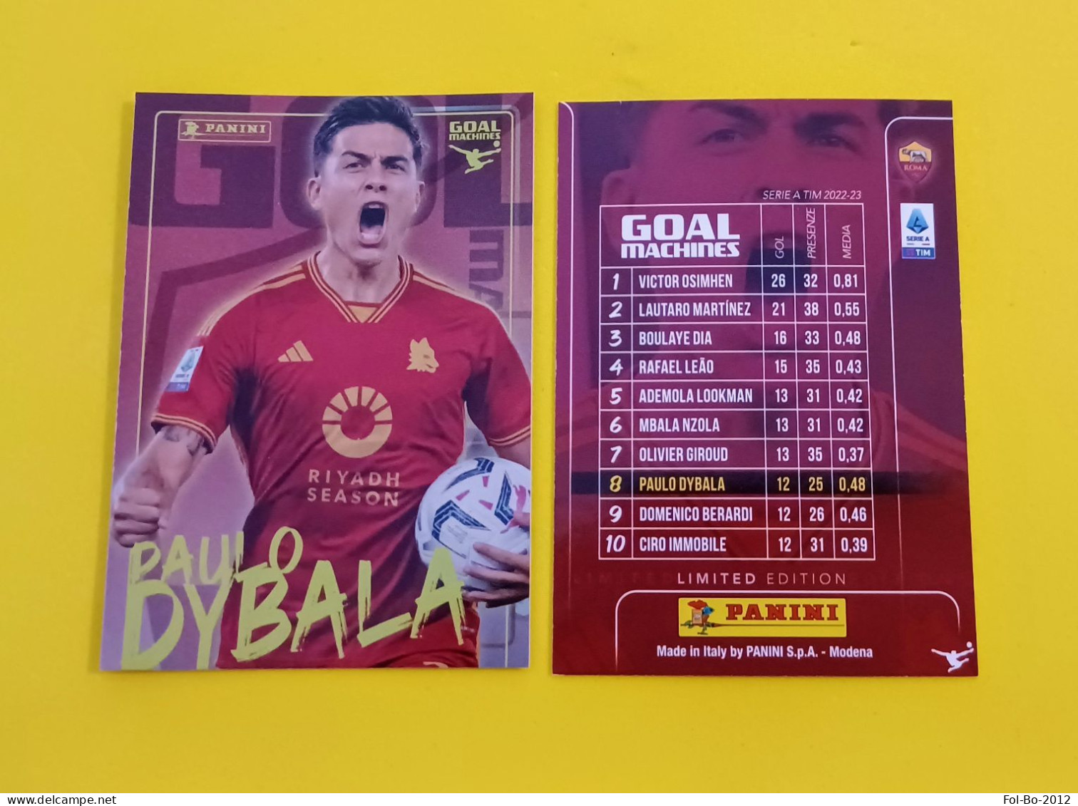 Paulo Dybala Calciatori 2023/24  Card N 8 Panini Goal - Edition Italienne