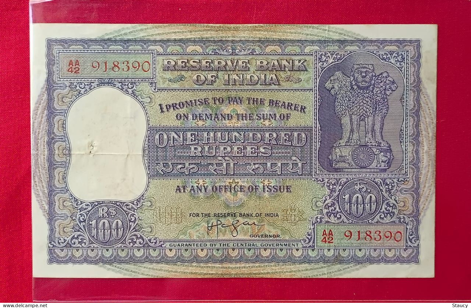 INDIA 1957 Rs.100 One Hundred Rupees Banknote Of Republic Of India Signed By H V R Iyengar Fine As Per Scan - Inde