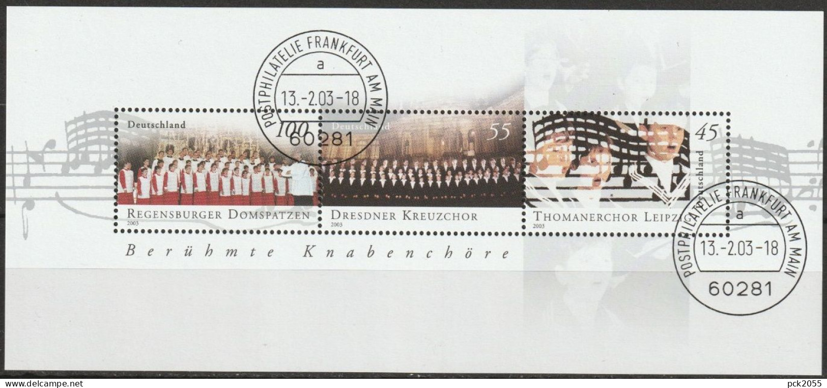 Deutschland 2003 Mi-Nr.2318 - 2320  Block 61 O Gest. ESST. Frankfurt Berühmte Knabenchöre( Bl.135 ) - 2001-2010