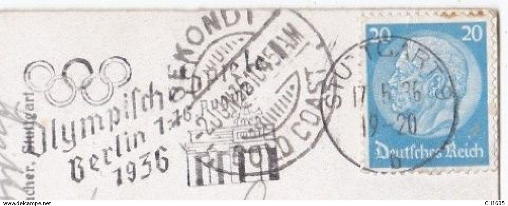ALLEMAGNE REICH : Flamme Des JO De Berlin 1936 Sur Carte Pour Sekondi Côte De L'Or (Ghana) Cachet D'arrivée - Lettres & Documents