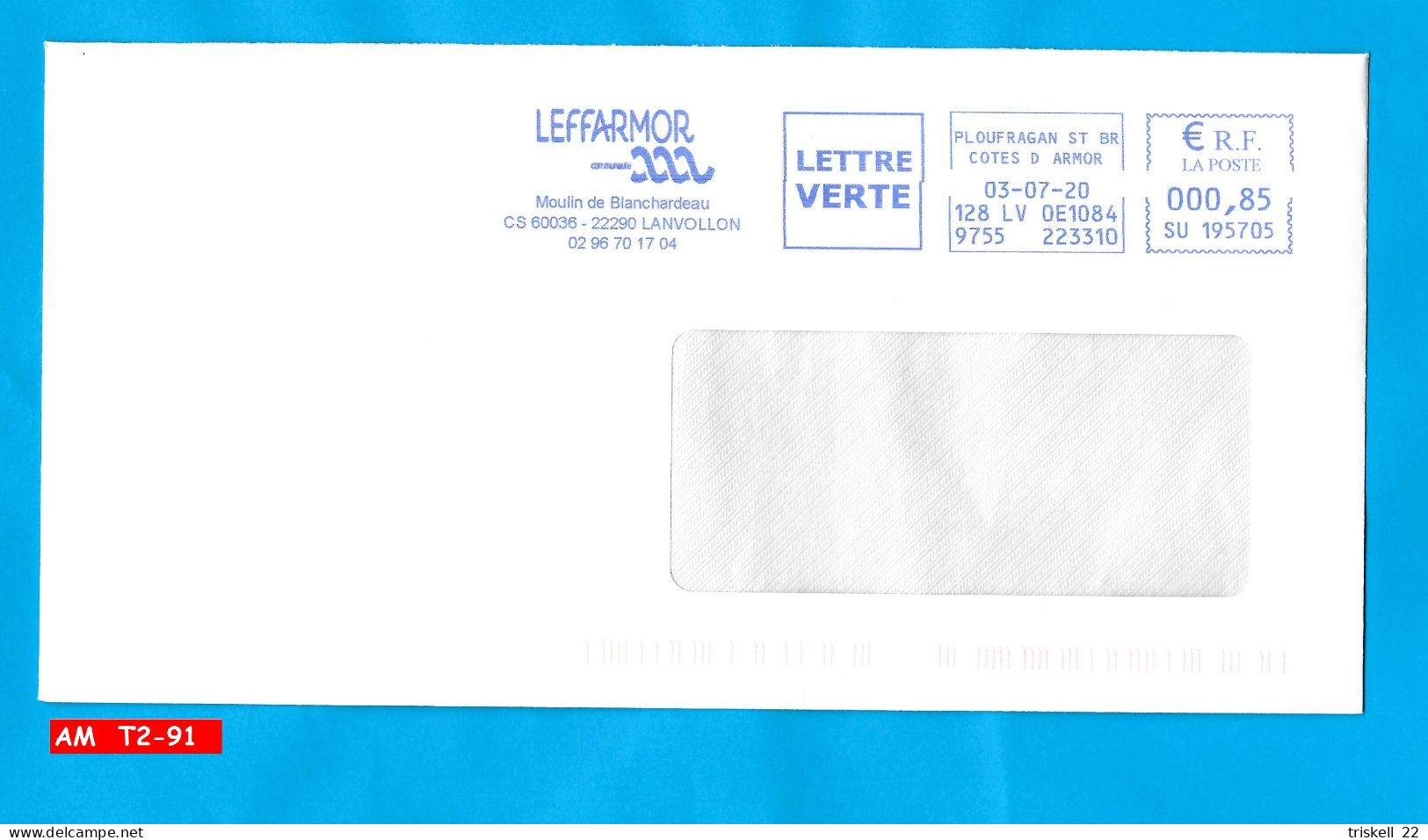 Enveloppe Avec EMA De Ploufragan St Br Côtes D'Armor / Leffarmor Du 03-07-20    Lettre Verte - Freistempel