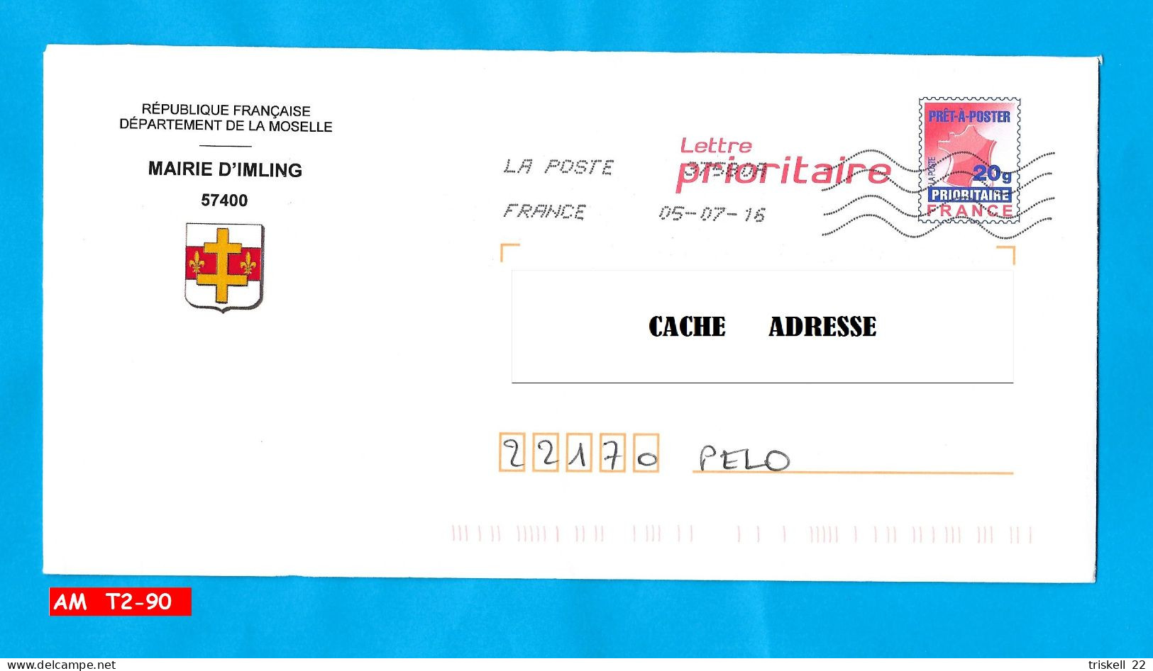 Enveloppe Prêt-à-poster - Mairie D'Imling 37580A  Lettre Prioritaire Du 05-07-16 - 1961-....
