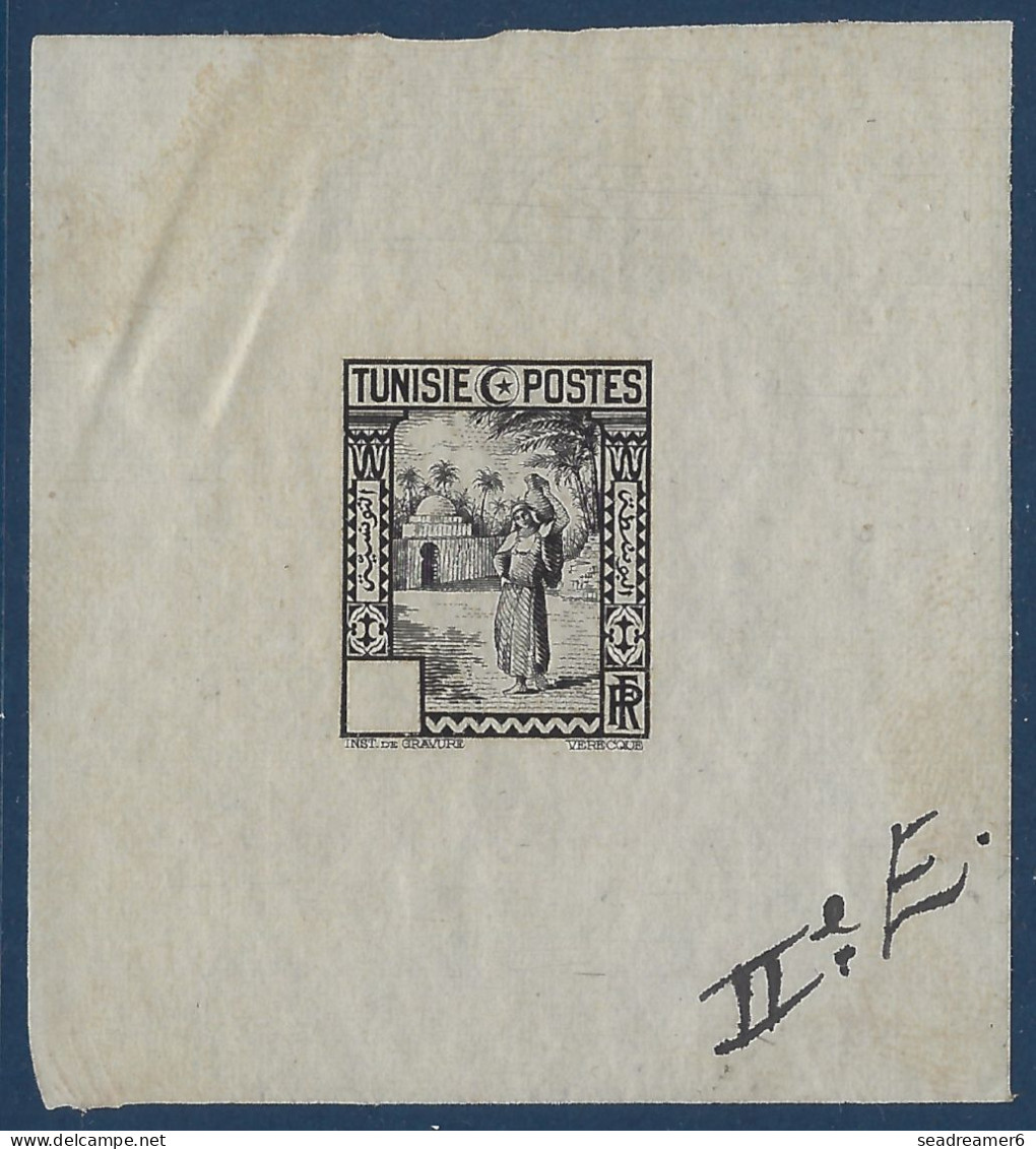 TUNISIE Mini épreuve D'atelier Type K PORTEUSE D'EAU 1931 En Noir & Sans Faciale Rare ! - Other & Unclassified