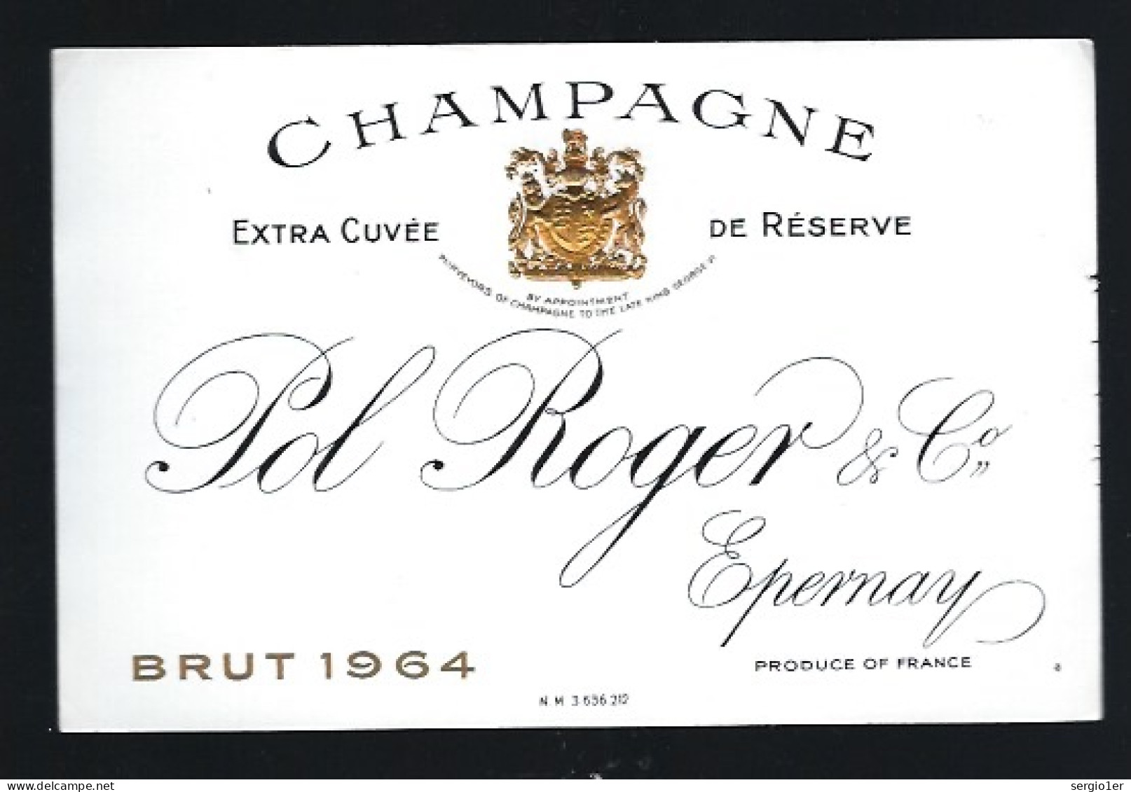 Etiquette Champagne Brut Millésime 1964 Pol Roger & Cie Epernay  Marne 51 - Champagner