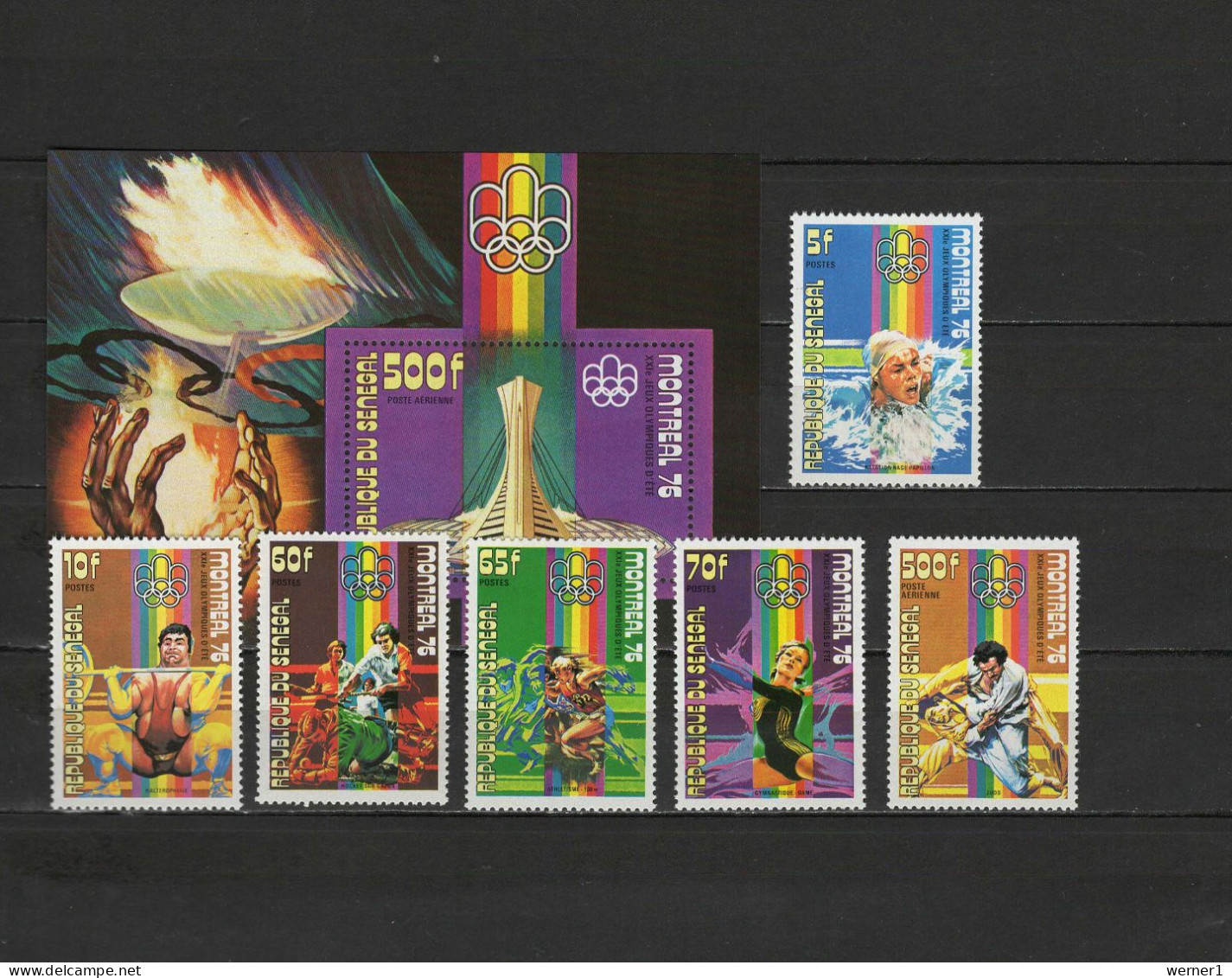 Senegal 1976 Olympic Games Montreal, Athletics, Hockey, Judo, Swimming Etc. Set Of 6 + S/s MNH - Sommer 1976: Montreal