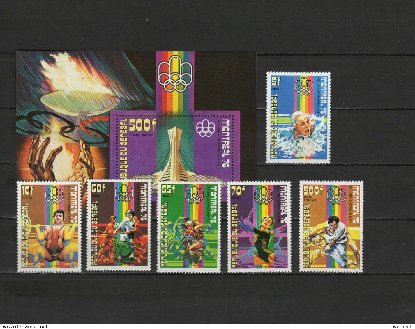 Senegal 1976 Olympic Games Montreal, Athletics, Hockey, Judo, Swimming Etc. Set Of 6 + S/s MNH - Ete 1976: Montréal