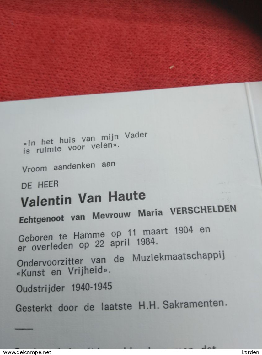 Doodsprentje Valentine Van Haute / Hamme 11/3/1904 - 22/4/1984 ( Maria Verschelden ) - Religion & Esotericism