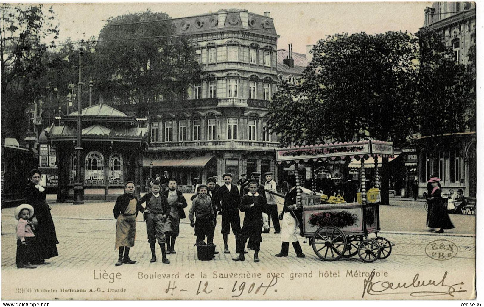 Liège Boulevard De La Sauvenière Avec Grand Hôtel Métropole Colorée Et Circulée En 1904 - Liege