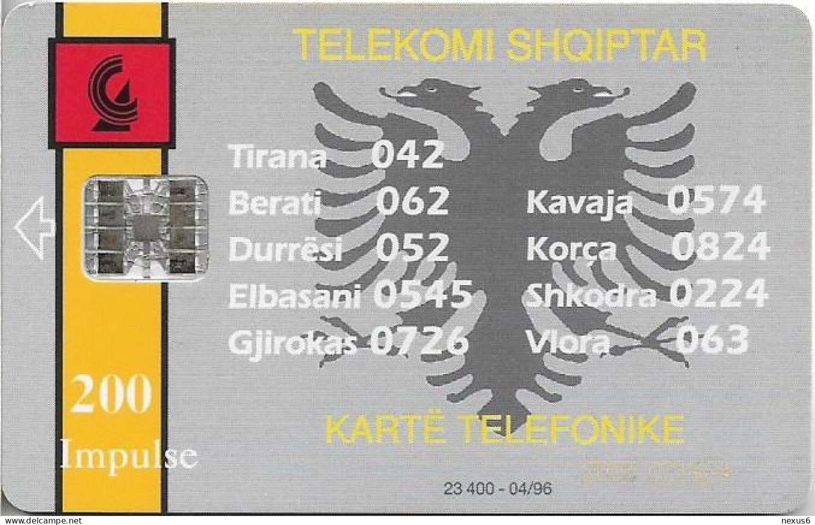 Albania - Albtelecom - BKT Bank - ALB-09, 04.1996, 200U, 23.400ex, Used - Albania