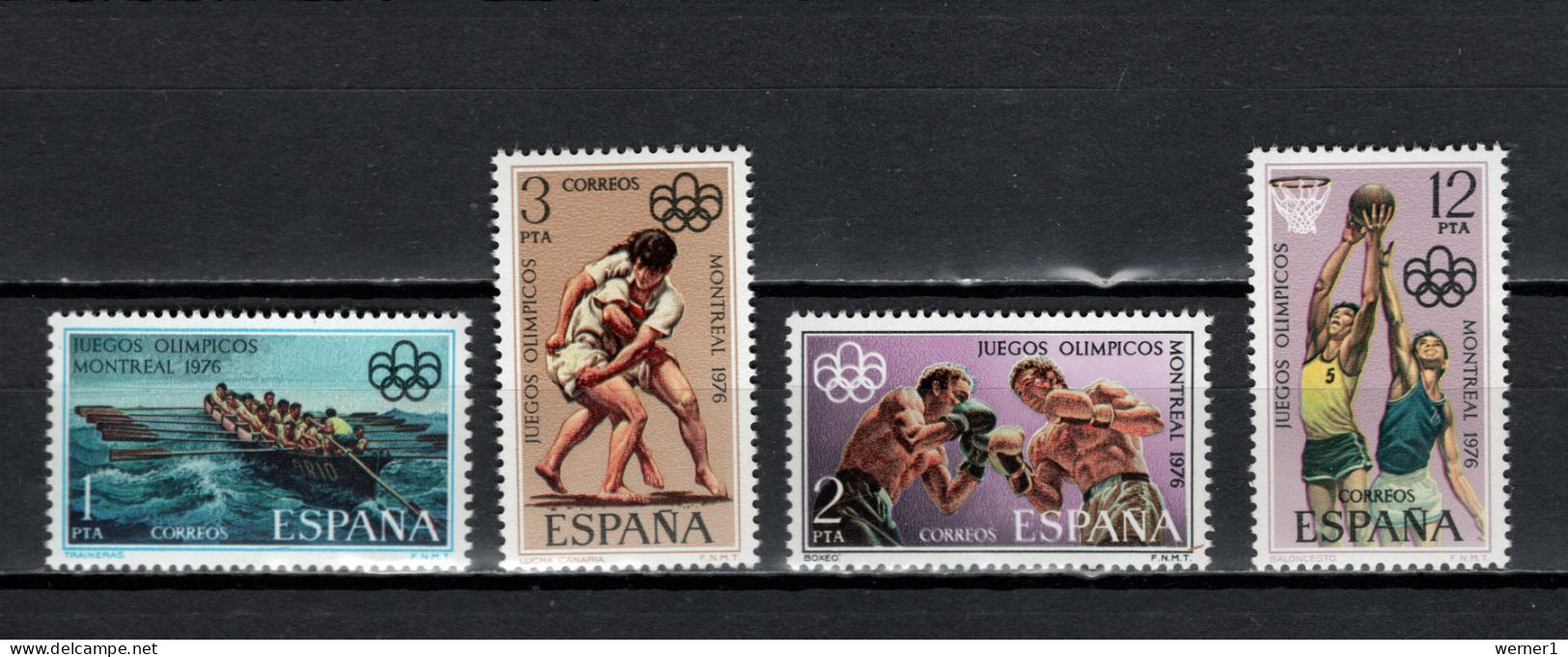 Spain 1976 Olympic Games Montreal, Rowing, Wrestling, Boxing, Basketball Set Of 4 MNH - Ete 1976: Montréal