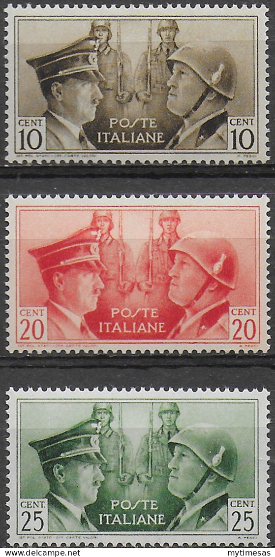 1941 Italia Asse Italo-tedesca NE 3v. Bc MNH Sassone N. 457A/C - Autres & Non Classés