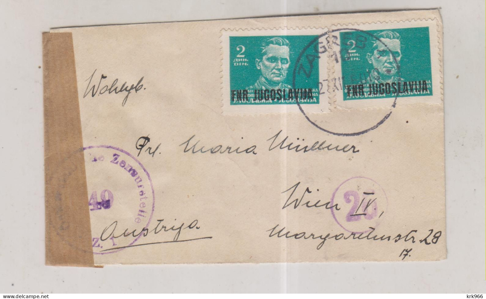 YUGOSLAVIA,1950 ZAGREB Censored Cover To Austria - Lettres & Documents