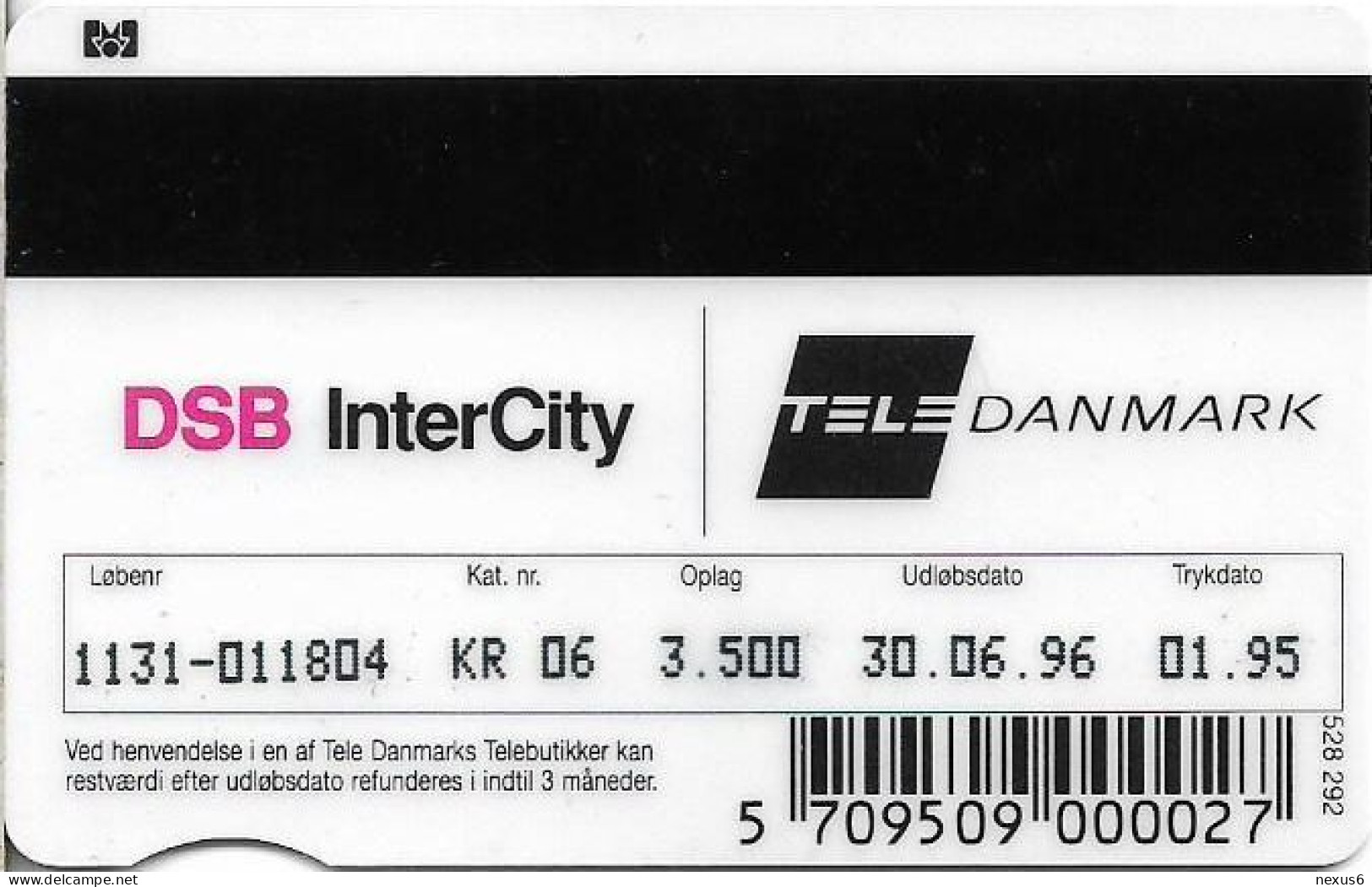 Denmark - KTAS - DSB Intercity - TDKR006 - 01.1995, 50kr, 3.500ex, Used - Danemark