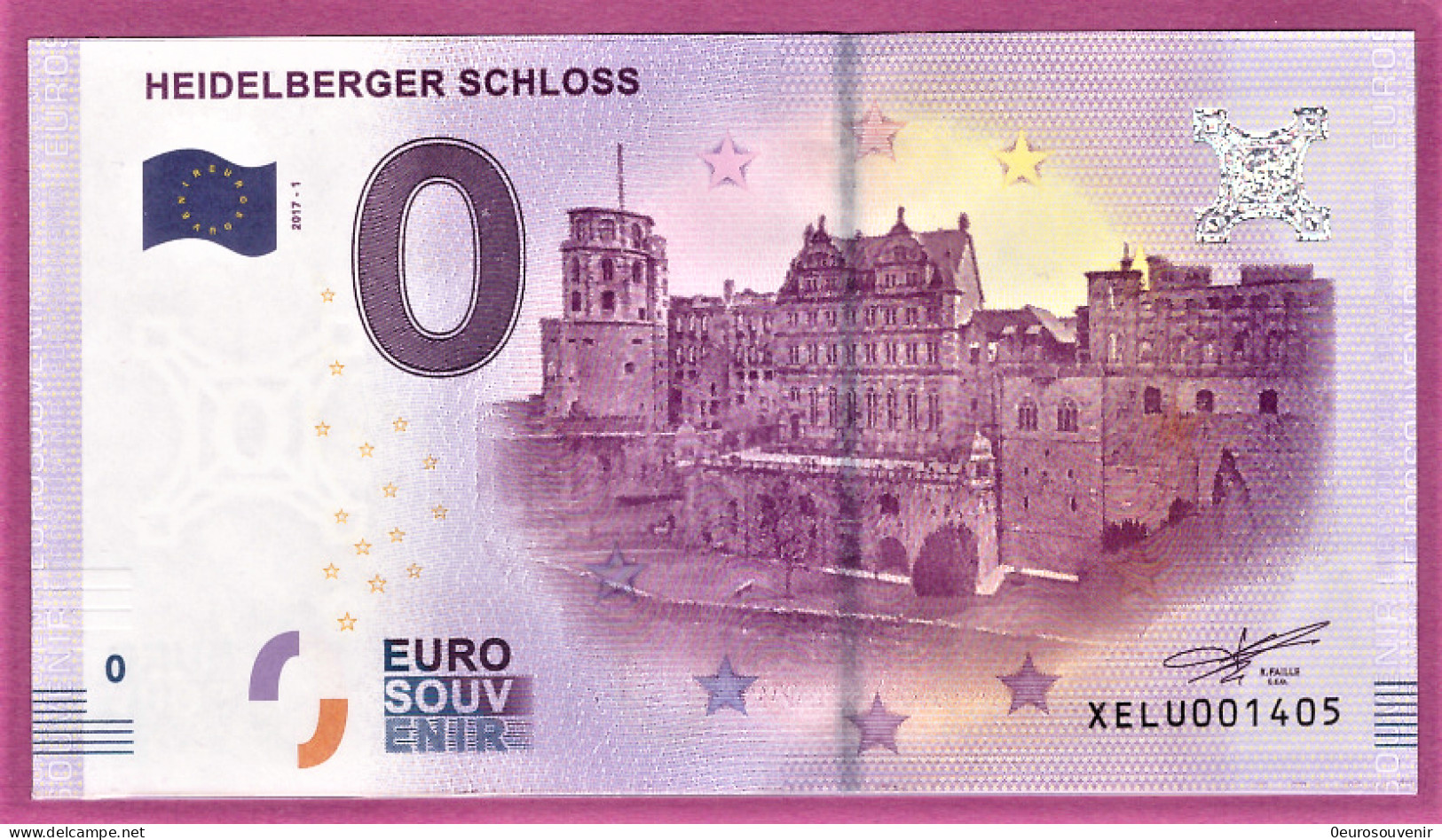 0-Euro XELU 2017-1 HEIDELBERGER SCHLOSS S-2a Grün - Essais Privés / Non-officiels